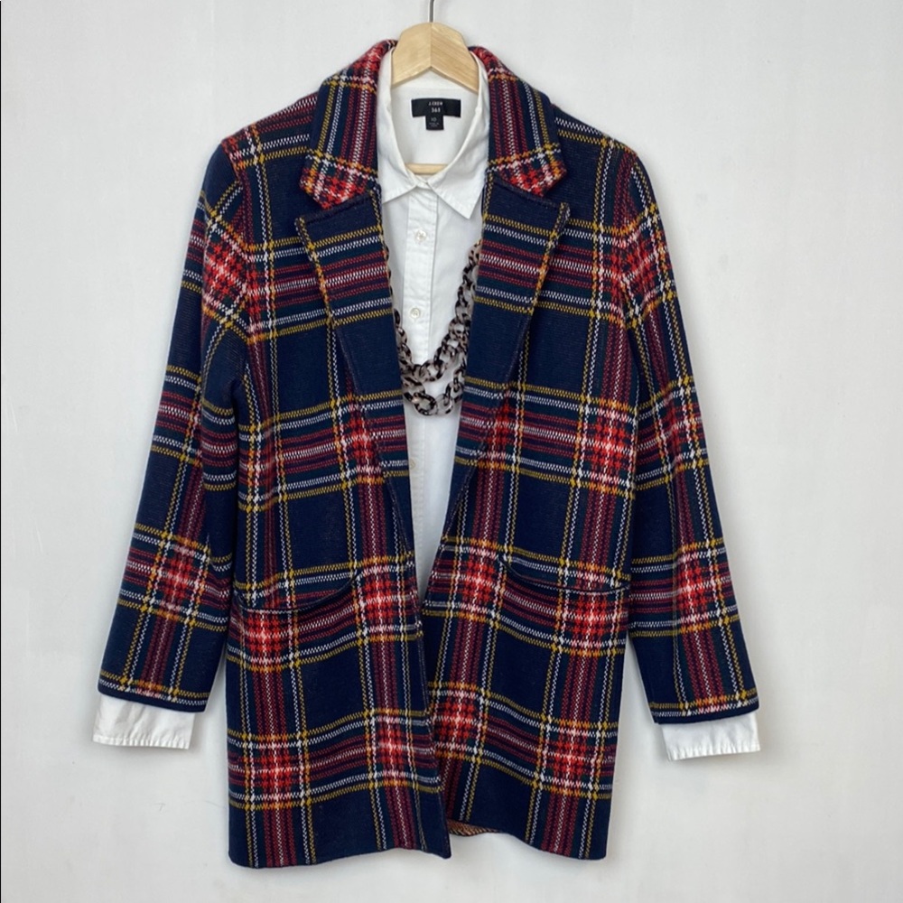 J. Crew Plaid Cardigan - Red, Yellow, Blue